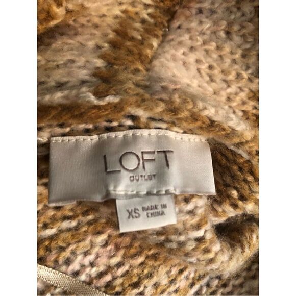 Ann Taylor Loft long line Open Cardigan Marbled Camel and white size xs - Picture 8 of 9